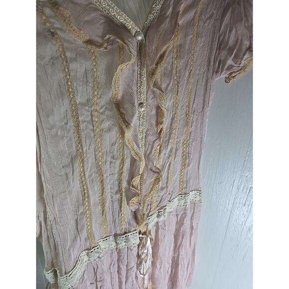 Y2K Pink Lace Babydoll Slip Dress XS Boho Ballet Feminine Coquette Whimsigoth - Picture 10 of 11